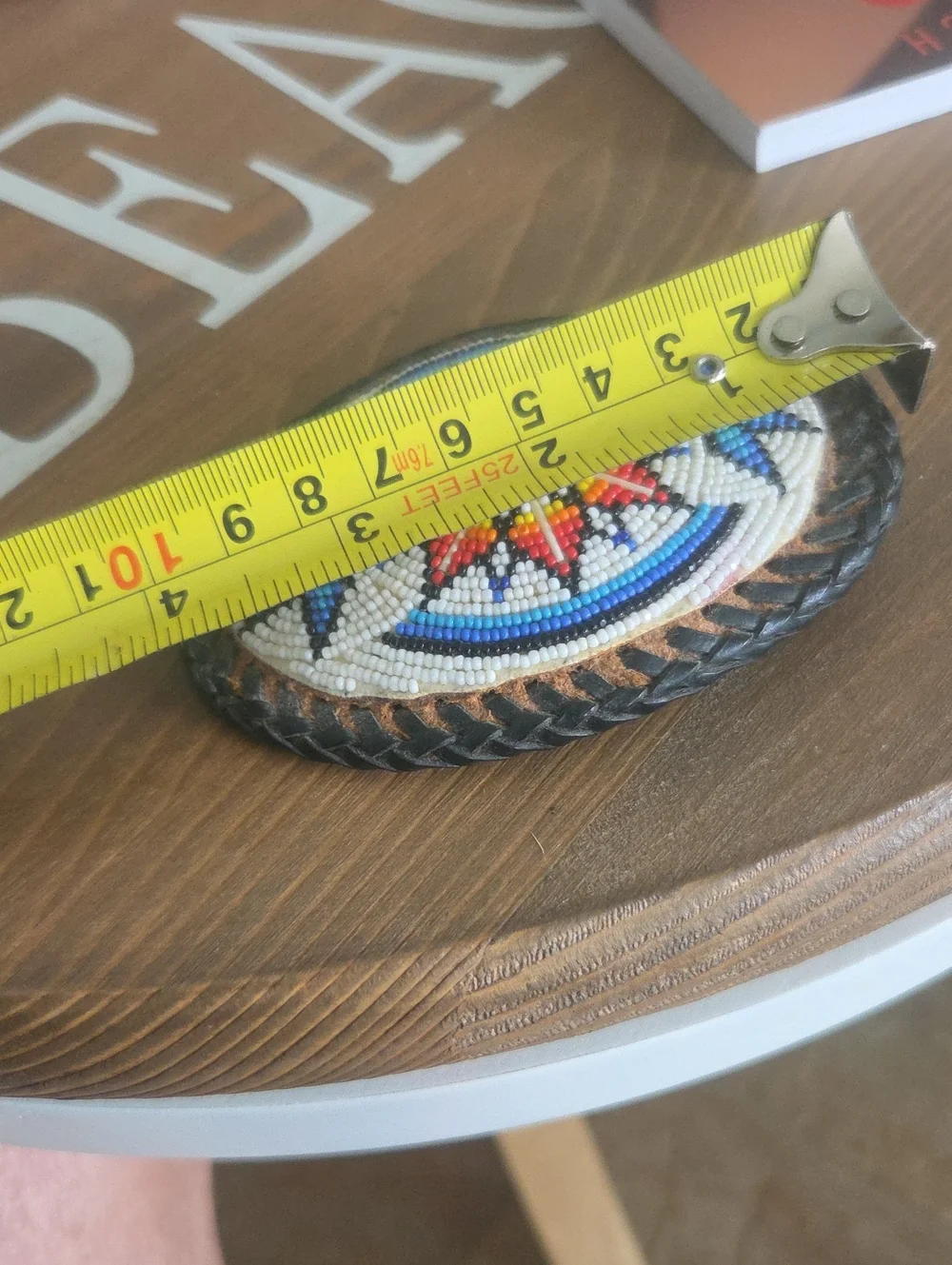 Vintage Navajo Handmade Beaded Oval Belt Buckle - Multicolor